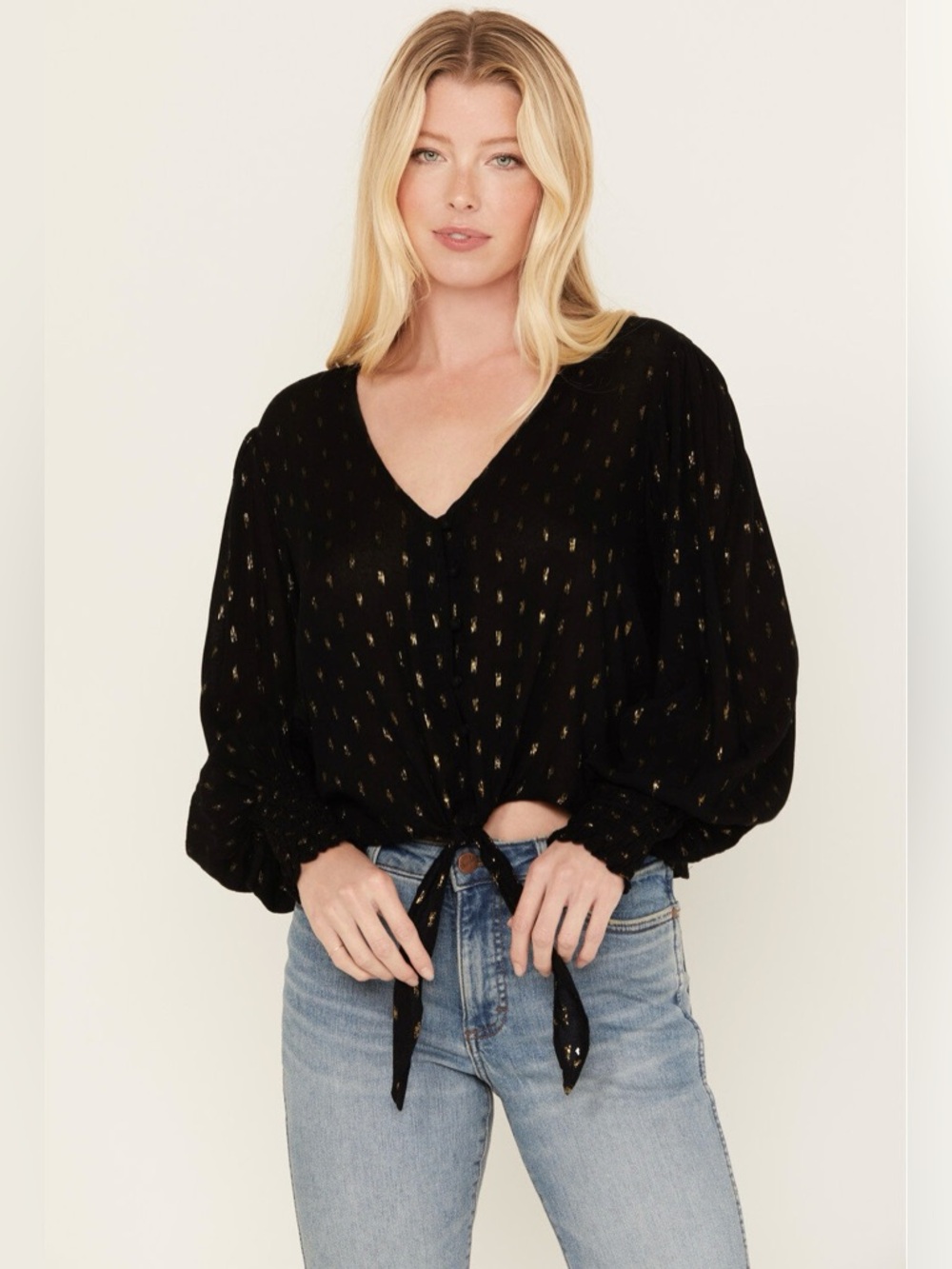 Wrangler Retro Black and Gold Women's Top Large